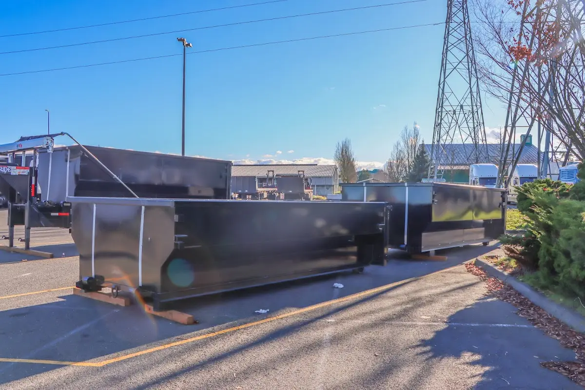 Roll-off dumpster ready for waste disposal at job site for 30 Yard Dumpster Rental in Suffield